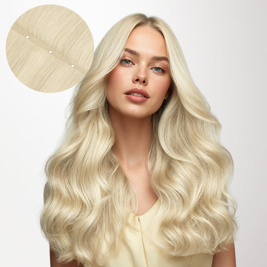 Platinum Blonde (60A) Butterfly Weft Human Hair Extensions (100g-150g)