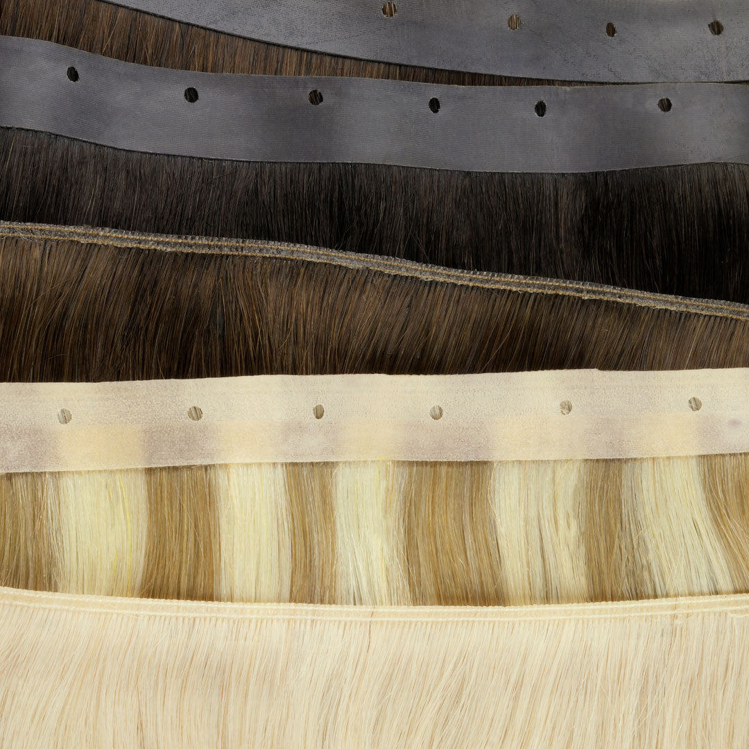 Ash Blonde Highlights (17A/60A) Butterfly Weft Human Hair Extensions (100g-150g)