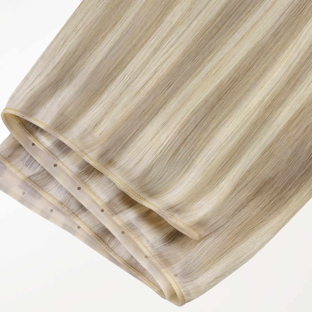 Ash Blonde Highlights (17A/60A) Butterfly Weft Human Hair Extensions (100g-150g)