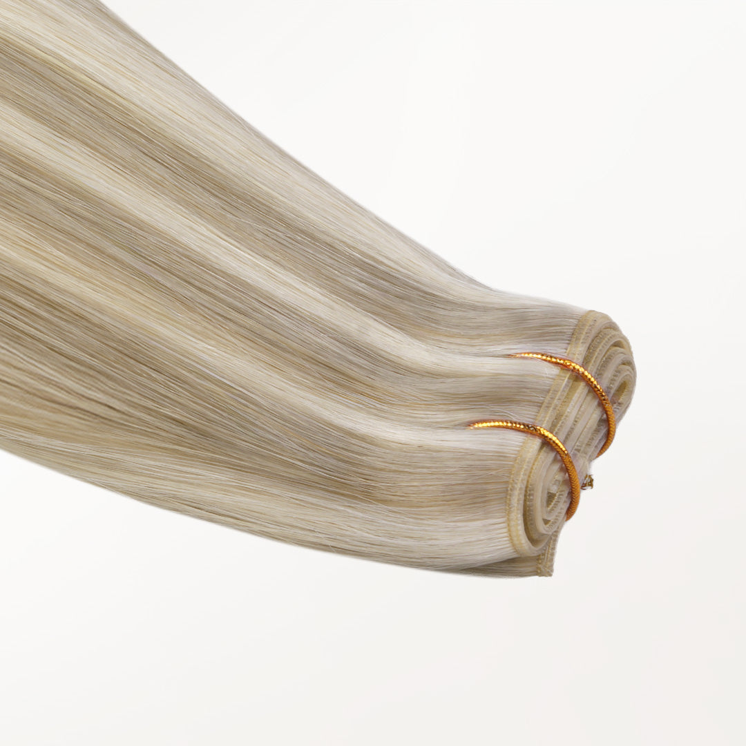 Ash Blonde Highlights (17A/60A) Butterfly Weft Human Hair Extensions (100g-150g)