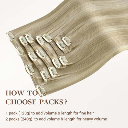 Ash Blonde Highlights (17A/60A) Classic Clip-Ins (120g-150g) [Clearance]