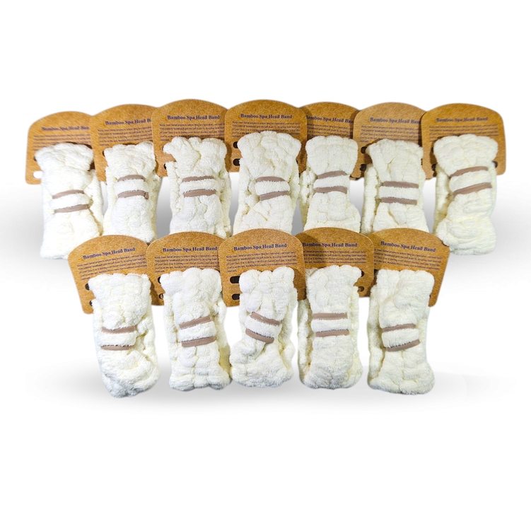 Bamboo Spa Headband White Pack