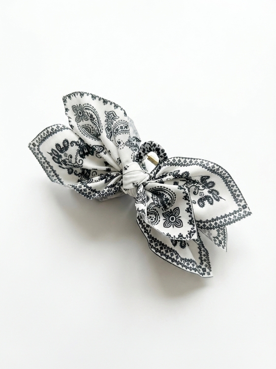 Boho Paisley Hair Bow Scrunchie - Image 3